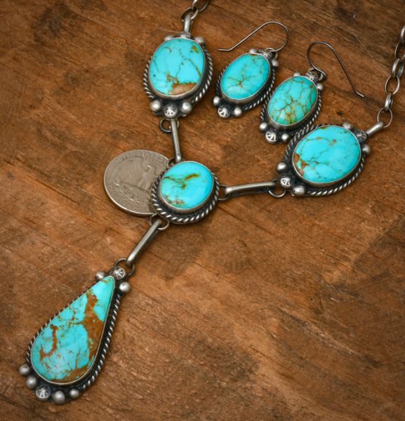 Augustine Largo' Navajo old-style pendant necklace and matching earring set. #2368