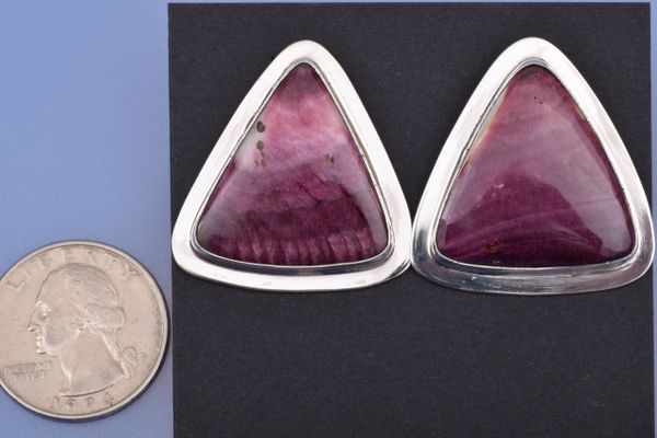 Purple spiney-oyster Navajo earrings by Adam Cadman.