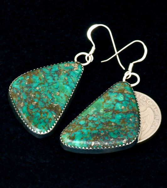 Navajo french hook turquoise earrings by Leslie Nez. #2389