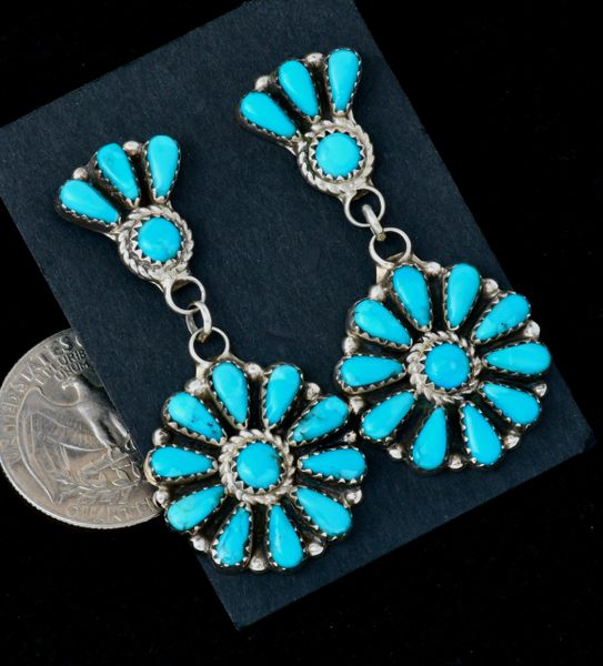 Navajo two-piece turquoise cluster earrings by Violet Nez. SOLD! #2391
