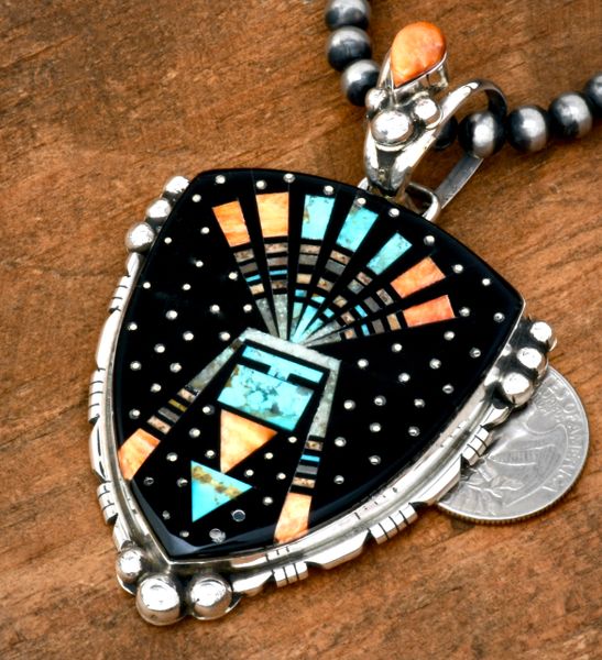 Large Ray Jack nighttime sky inlay pendant (bead chain optional at additional cost). SOLD! #2396