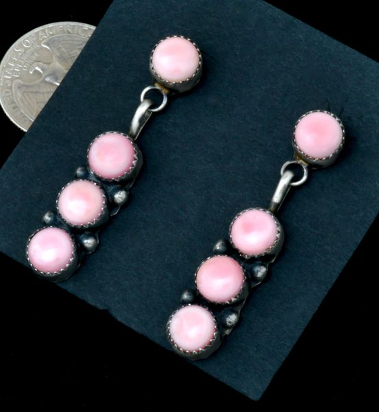 Pink conch shell Navajo earrings by Judith Dixon. SOLD! #2306a