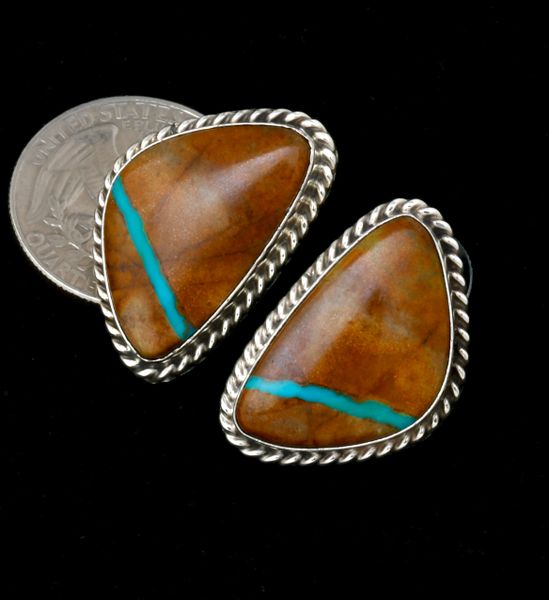 Ribbon turquoise Navajo studs by Augustine Largo. #2309a