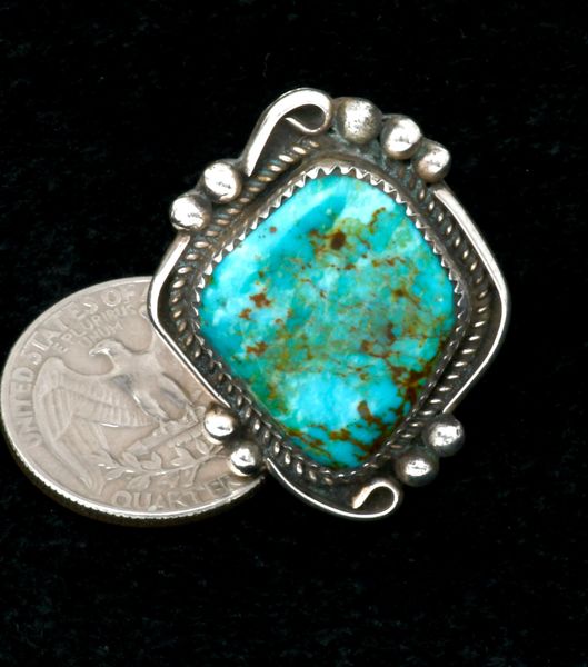 Older Navajo size-8 turquoise pawn ring. #1221a