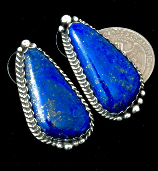 Lapis Navajo earrings by Elouise Kee. #2363a