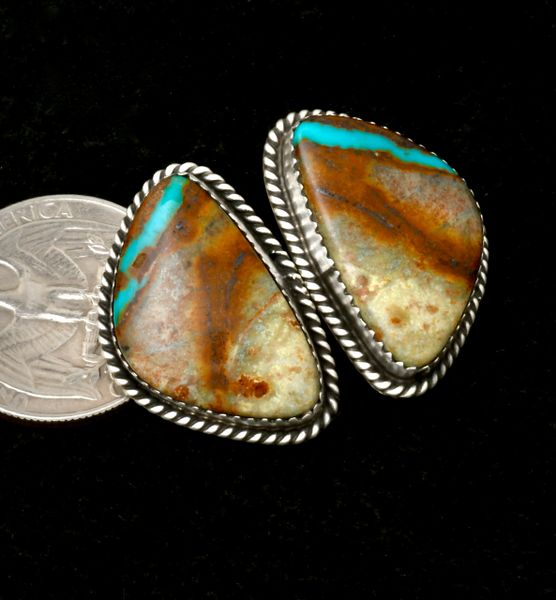 Colorful ribbon turquoise Navajo studs by Freda Martinez. #2372a
