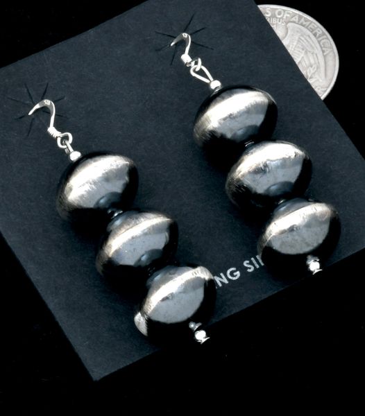 Burnished Sterling bead (aka Navajo 'pearl') earrings. #2393a