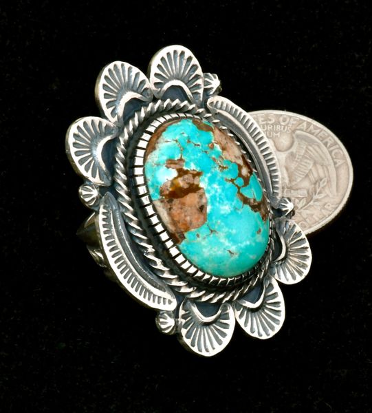 Hank Vandever' blue Royston turquoise size-6.25 Navajo ring. SOLD!! #241
