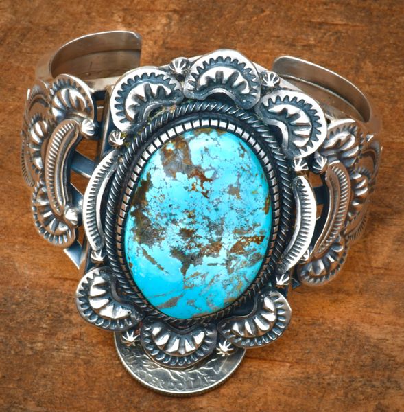 Hank Vandever' Kingman turquoise, exquisite, Navajo cuff. #2420,