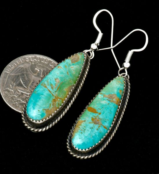 Virginia Becenti' old-style patina Navajo earrings w/colorful turquoise. #2438