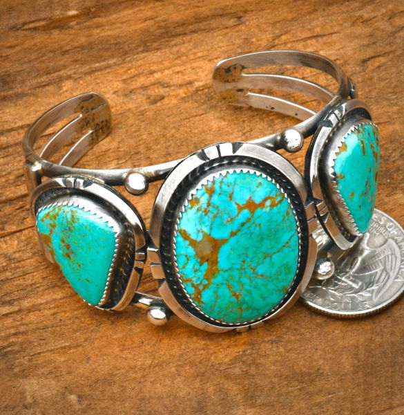 Augustine Largo' Navajo triplet turquoise cuff. #2447