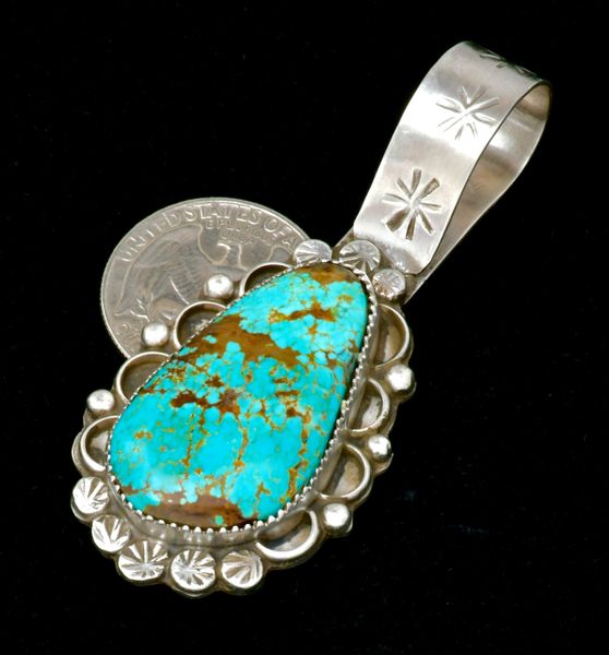 No. 8 Mine turquoise pendant by Navajo artisan Virginia Hinio. #2451