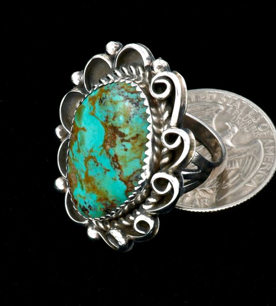 Navajo size-7 turquoise ring by Joe Tso. #2461