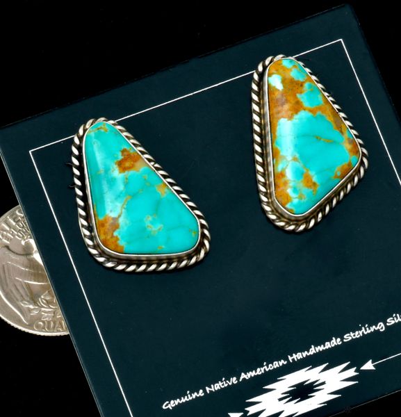 Elouise Kee' Kingman turquoise Navajo earrings. #2363