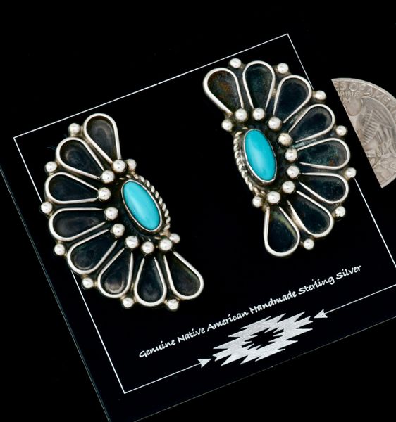 Geraldine James' ornate Navajo earrings. #2464