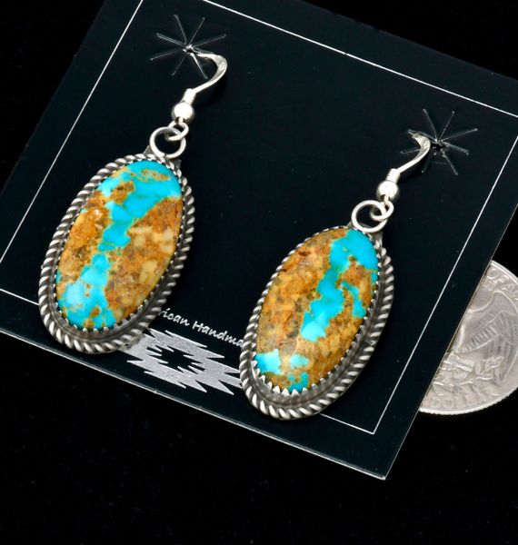 Judith Dixon' ribbon turquoise Navajo earrings. #2473