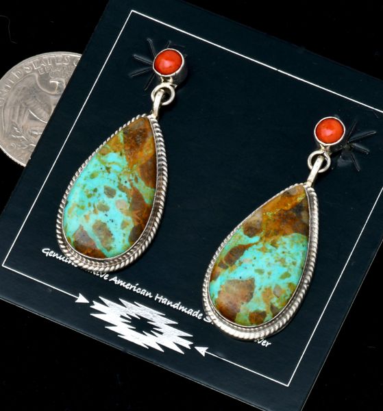 Two-piece Navajo teardrop-shaped earrings. #2478