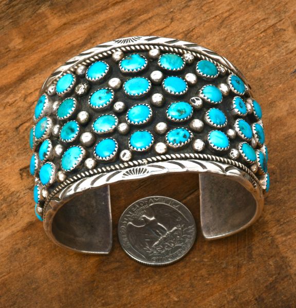 40-stone older Navajo cluster cuff for 6 and 7/8th's-inch wrist. #2486