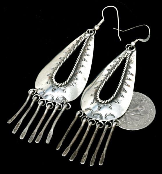 Solid Sterling silver concho-type Navajo earrings. SOLD! #2494