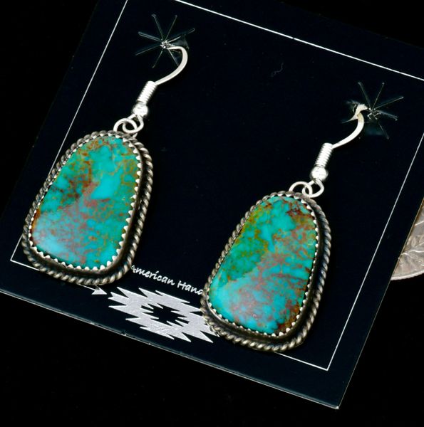 Virginia Becenti' Kingman turquoise Navajo earrings. SOLD! #2403a