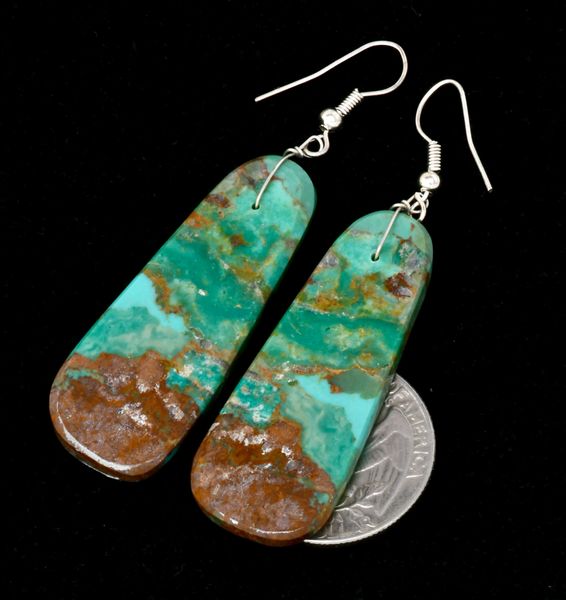 Matching turquoise slab Navajo earrings. #2420a