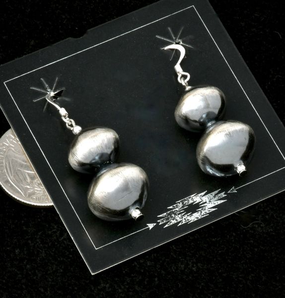 Burnished Sterling Navajo bead (aka 'Navajo pearls') earrings. #2426a