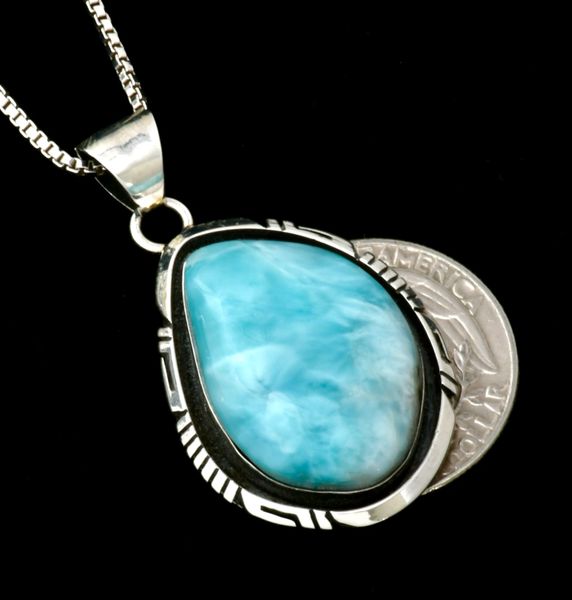 Elouise Kee' Navajo pendant with Larimar (including chain). #2441a