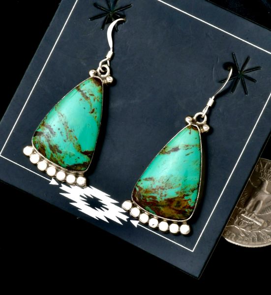 Greenish hue turquoise Navajo earrings. #2442a