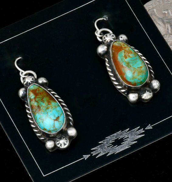 Augustine Largo' Kingman turquoise old-style Navajo earrings. #2451a