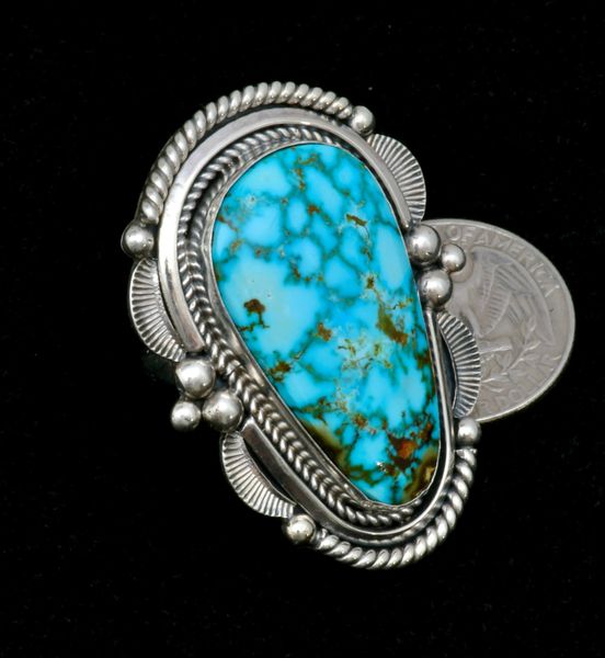 Francis Fred' size 8.5 Turquoise Mountain Navajo trophy ring. #2502