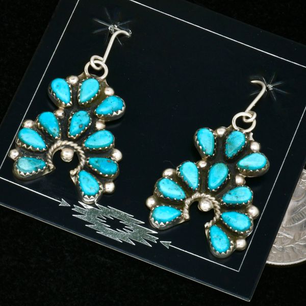 Violet Nez' real turquoise cluster Navajo earrings. #2505