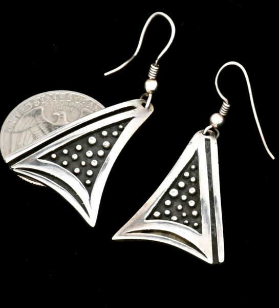 Older, thicker-gauge Sterling silver Navajo earrings. #2510