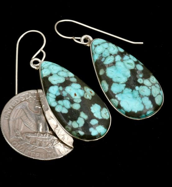 Shirley Henry' thick No. 8 Mine turquoise Navajo earrings. #2513