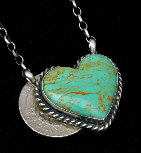 Judith Dixon' Navajo heart-shaped turquoise pendant. SOLD! #2514