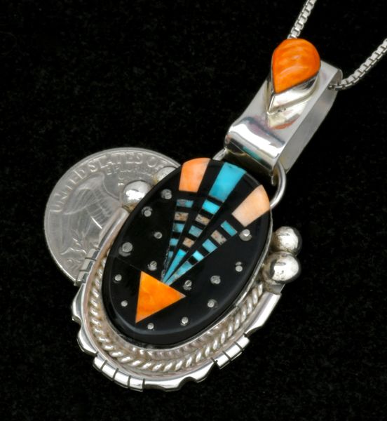 Ray Jack' night sky Navajo inlay pendant (w/chain). #2516