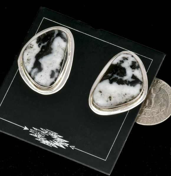 Marcella James' Navajo earrings with White Buffalo. #2517