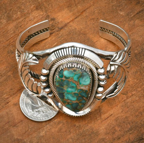 Joelias Draper' Navajo cuff w/Fox turquoise for 6.75-inch wrist size. #2533