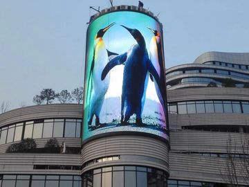 Large P10.0 curved LED display featuring penguins on the screen.