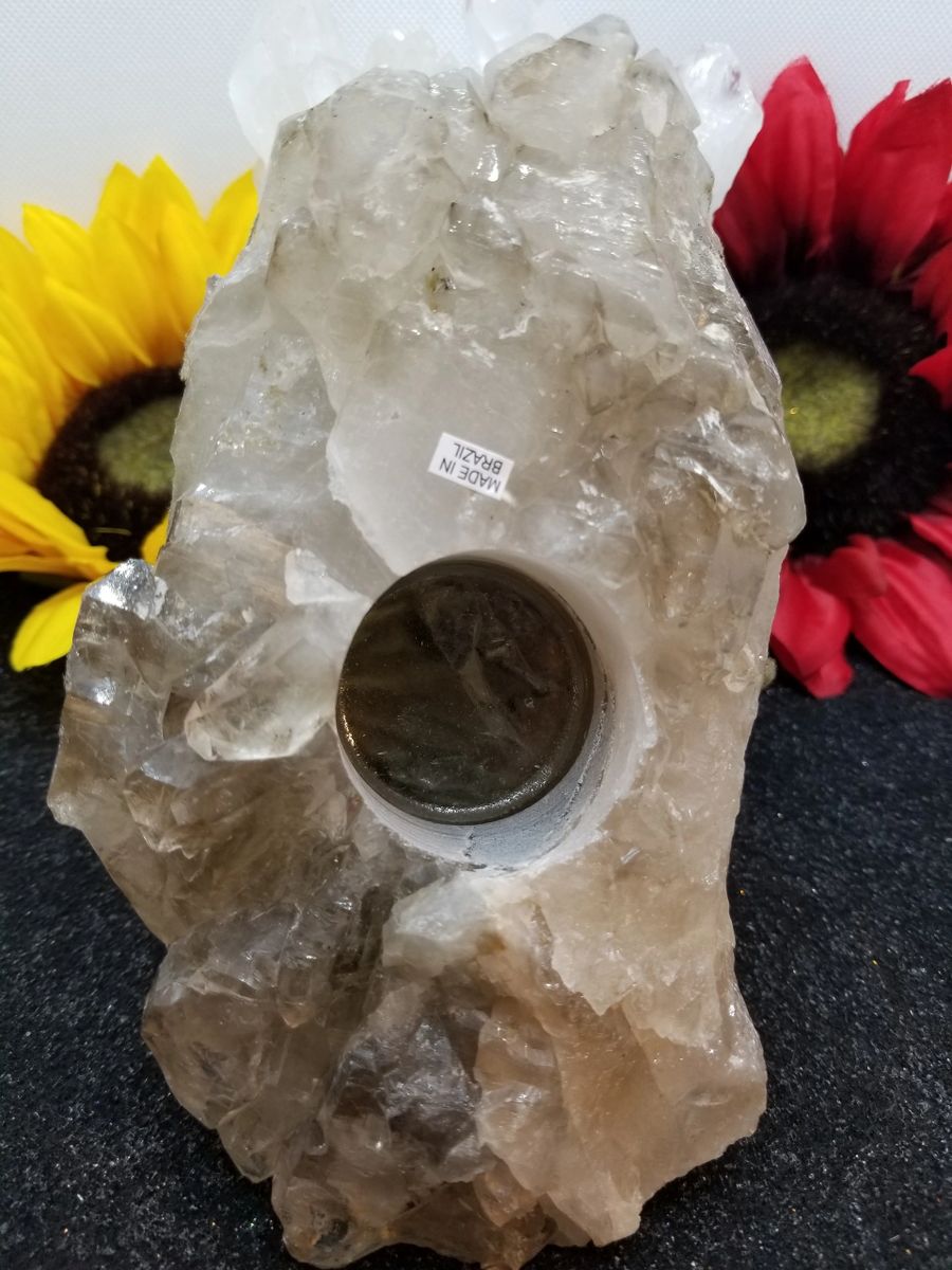 SMOKEY QUARTZ VOTIVE CANDLE HOLDER