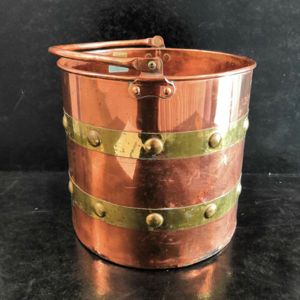Vintage Copper & Brass Log Bucket