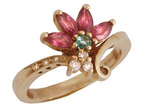 'Ruby/Emerald/Diamond' Ring