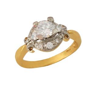 Gold Diamond Stone Ring for Ladies