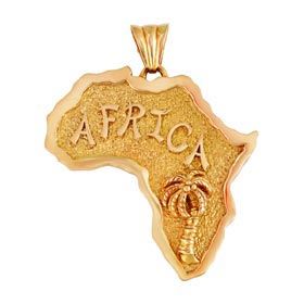 Gold 'Africa' pendant - 10K