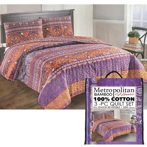 Wholesale Lot Of Metropolitan Bamboo Home 3 PC Quilt Set