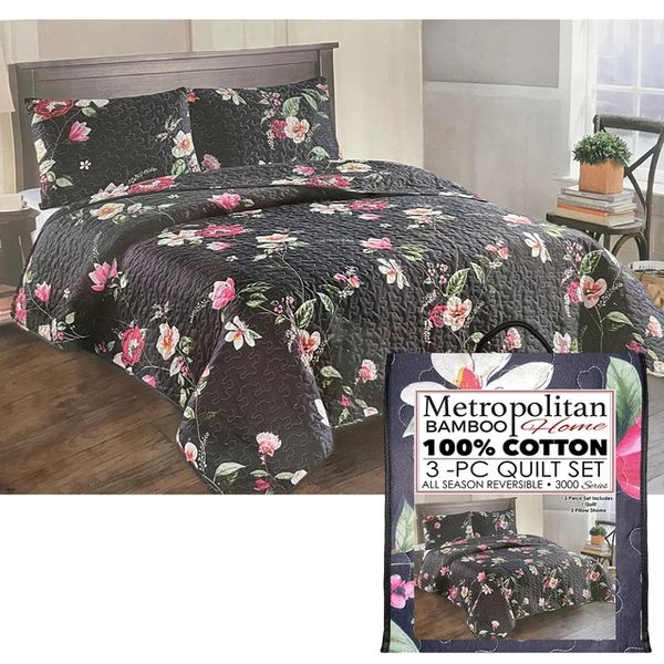 Wholesale Lot Of Metropolitan Bamboo Home 3 PC Quilt Set