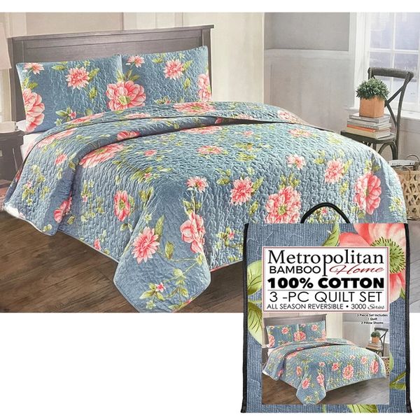 Wholesale Lot Of Metropolitan Bamboo Home 3 PC Quilt Set