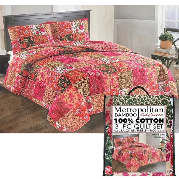 Wholesale Lot Of Metropolitan Bamboo Home 3 PC Quilt Set