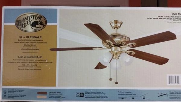 Wholesale Hampton Bay Glendale Ceiling Fan 52 Flemish Brass And