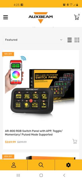 Auxbeam AR-800 RGB 8 Gang Switch Panel