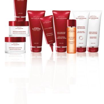 produit corps esthederm, creme et sérum d'eau cellulaire minceur, anti-cellulite et raffermissante